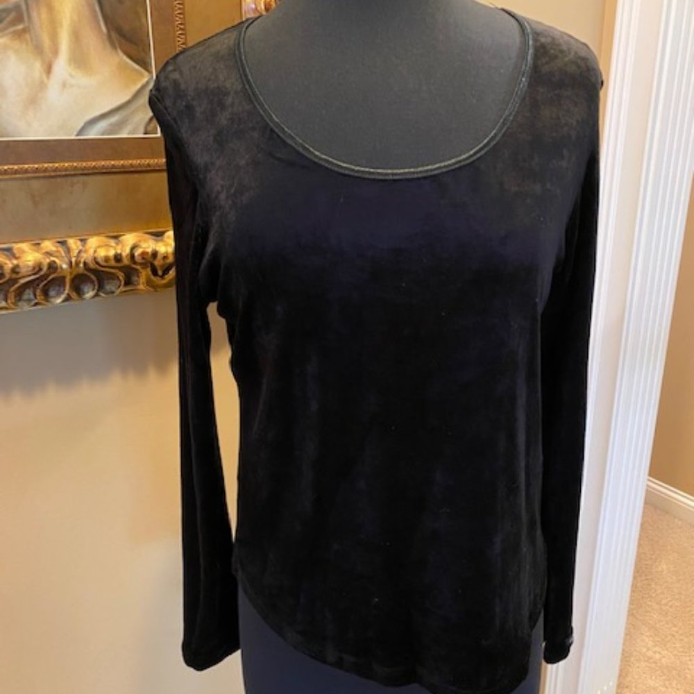 Calvin Klein Velvet Scoop Neck Top  NWT  Size Large